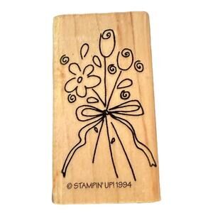 Stampin’ Up Vintage 1994 Flower Bouquet Rubber Stamp